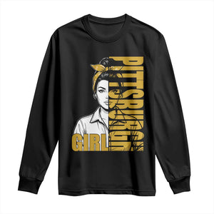 Strong Woman Football Game Day Long Sleeve Shirt Black And Gold City Pride