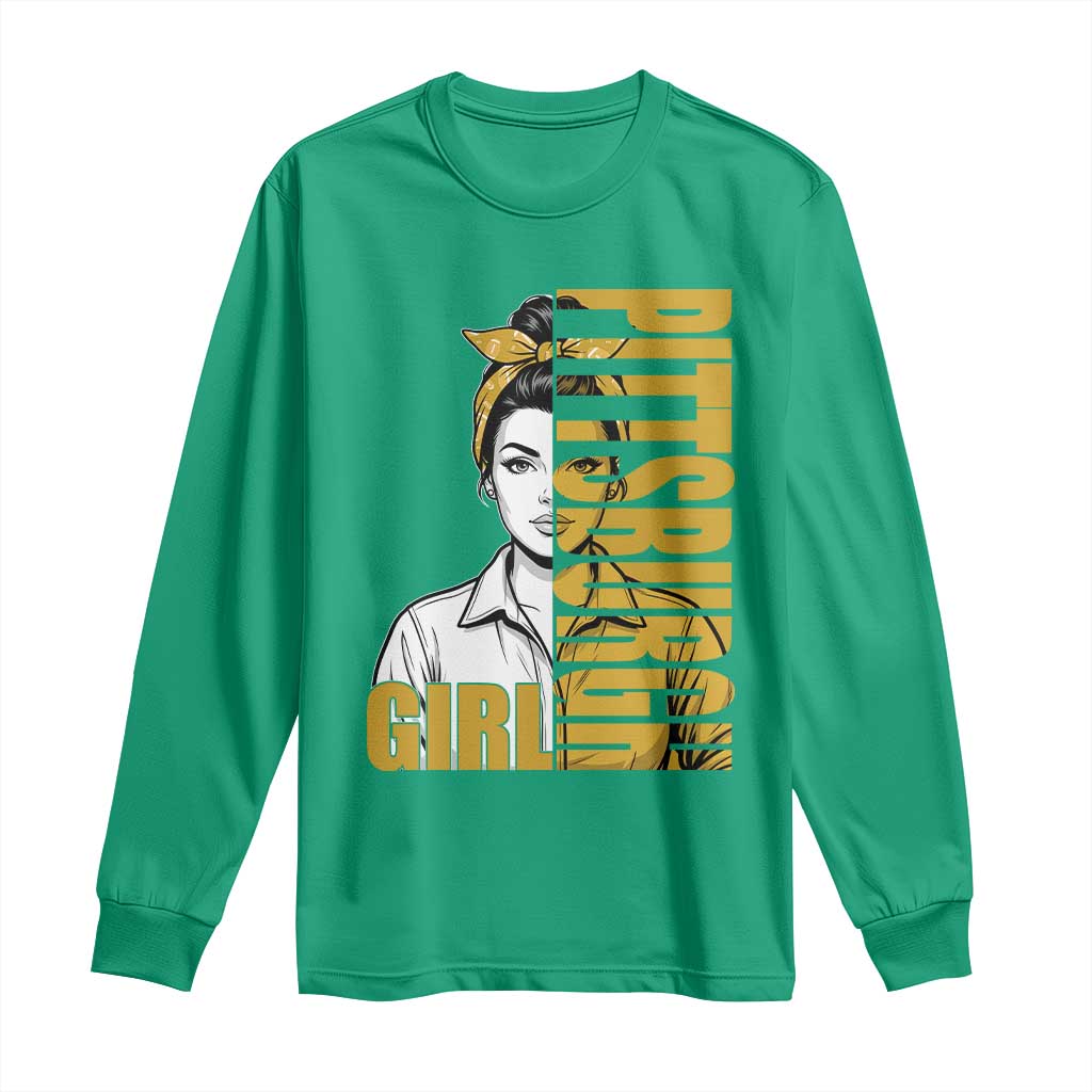 Strong Woman Football Game Day Long Sleeve Shirt Black And Gold City Pride