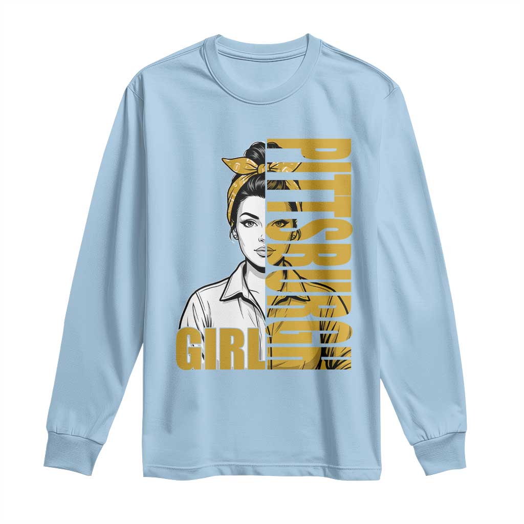 Strong Woman Football Game Day Long Sleeve Shirt Black And Gold City Pride