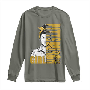 Strong Woman Football Game Day Long Sleeve Shirt Black And Gold City Pride