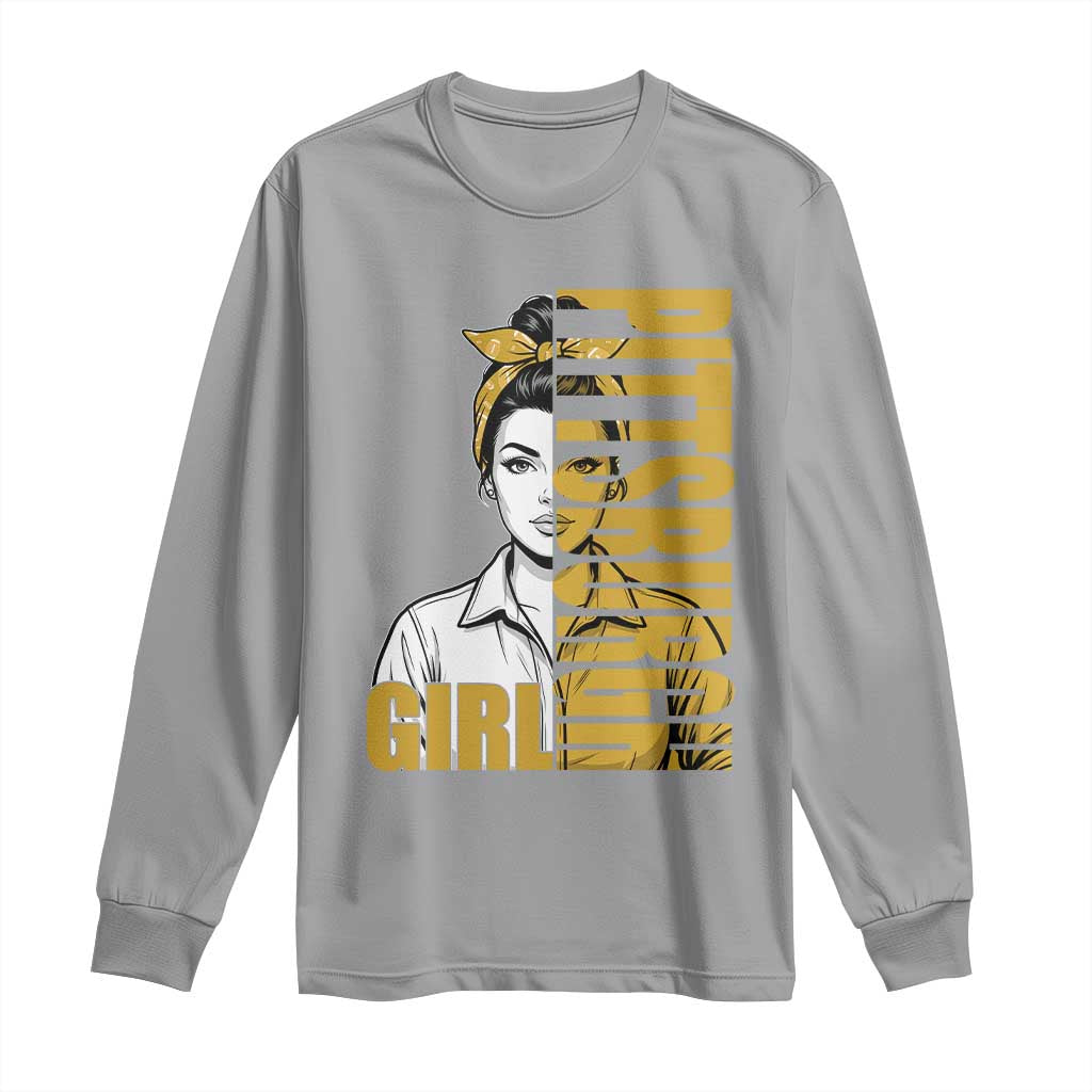 Strong Woman Football Game Day Long Sleeve Shirt Black And Gold City Pride