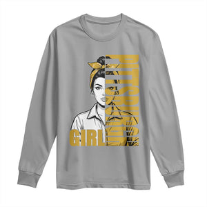 Strong Woman Football Game Day Long Sleeve Shirt Black And Gold City Pride