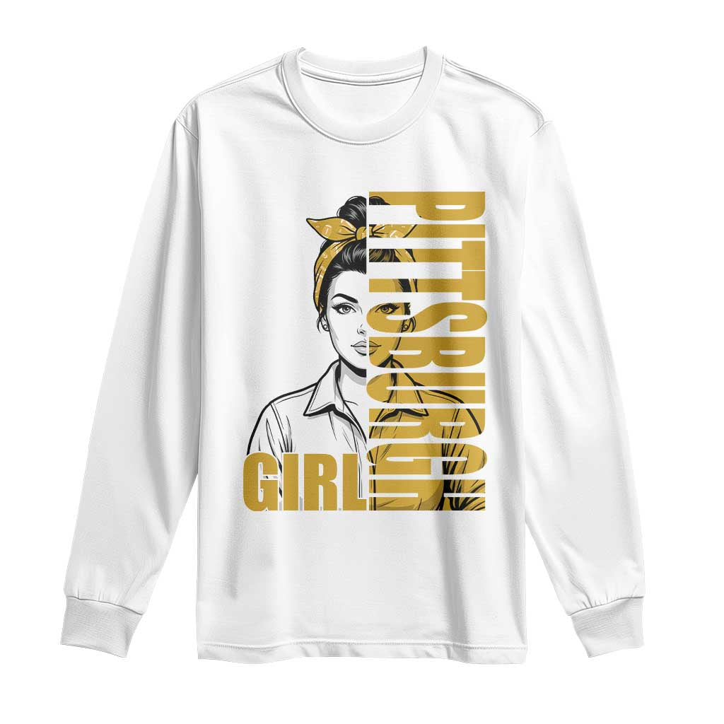 Strong Woman Football Game Day Long Sleeve Shirt Black And Gold City Pride