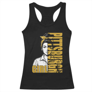 Strong Woman Football Game Day Racerback Tank Top Black And Gold City Pride
