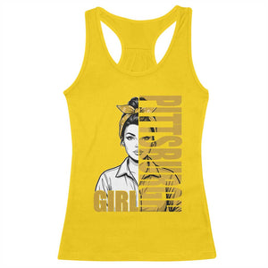 Strong Woman Football Game Day Racerback Tank Top Black And Gold City Pride