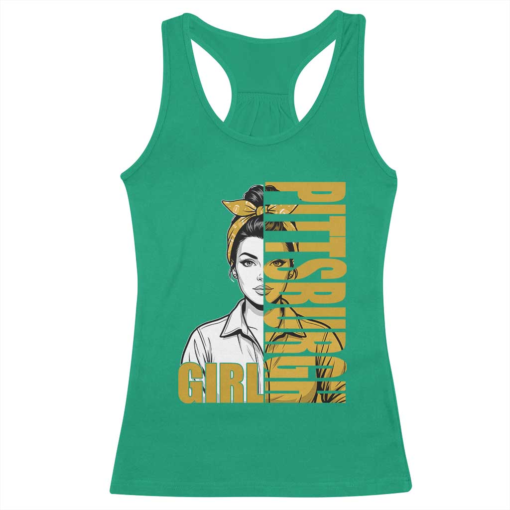Strong Woman Football Game Day Racerback Tank Top Black And Gold City Pride