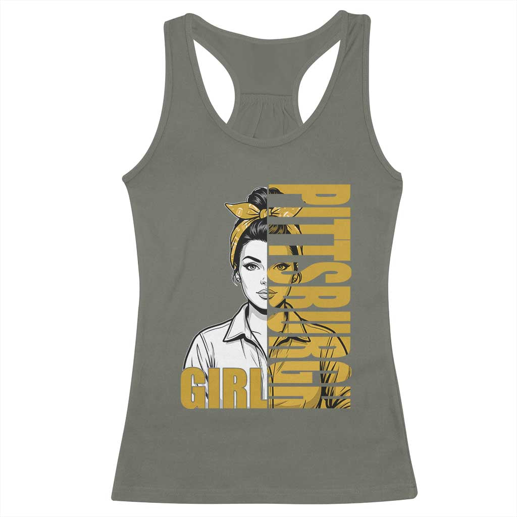Strong Woman Football Game Day Racerback Tank Top Black And Gold City Pride