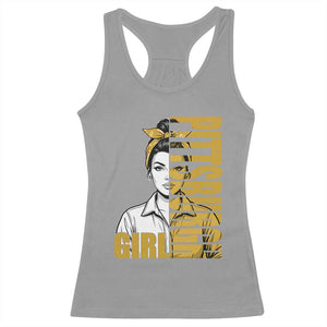 Strong Woman Football Game Day Racerback Tank Top Black And Gold City Pride