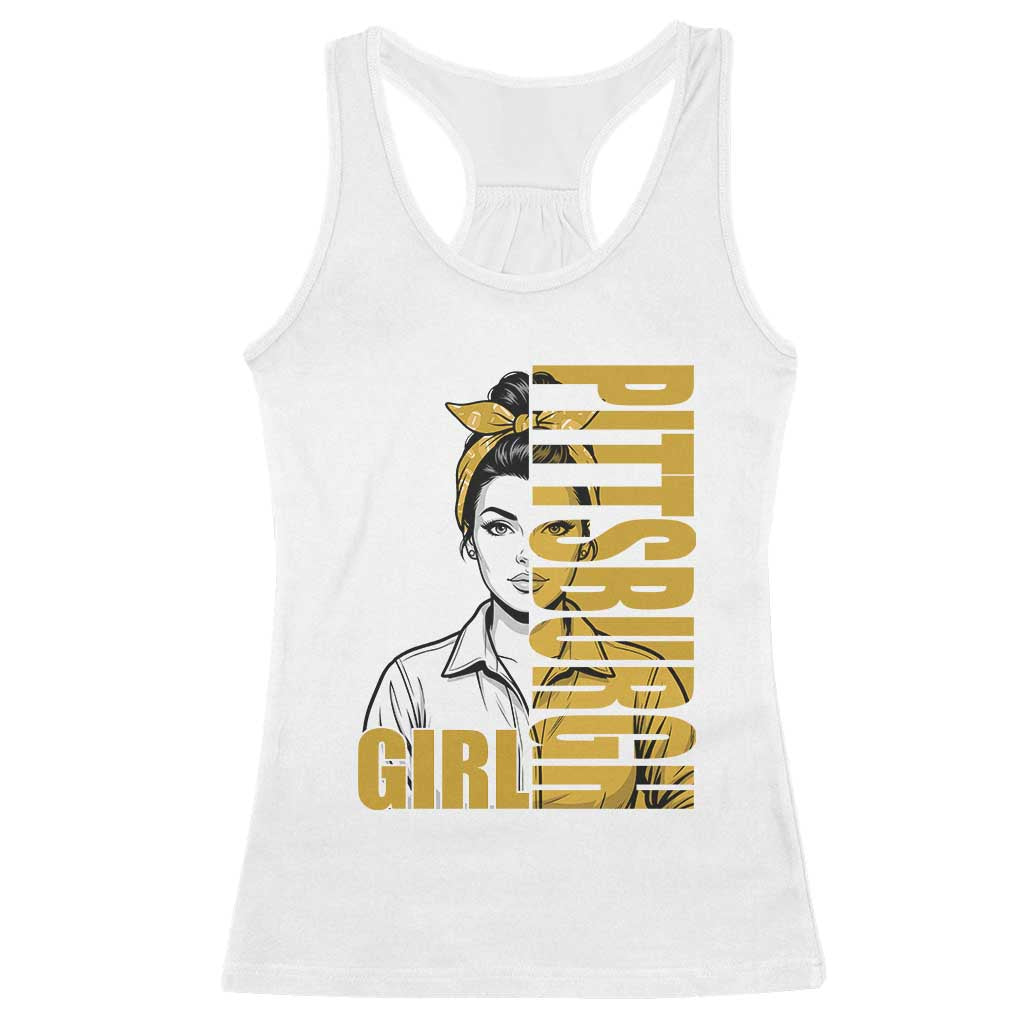 Strong Woman Football Game Day Racerback Tank Top Black And Gold City Pride