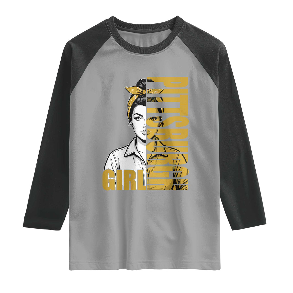 Strong Woman Football Game Day Raglan Shirt Black And Gold City Pride