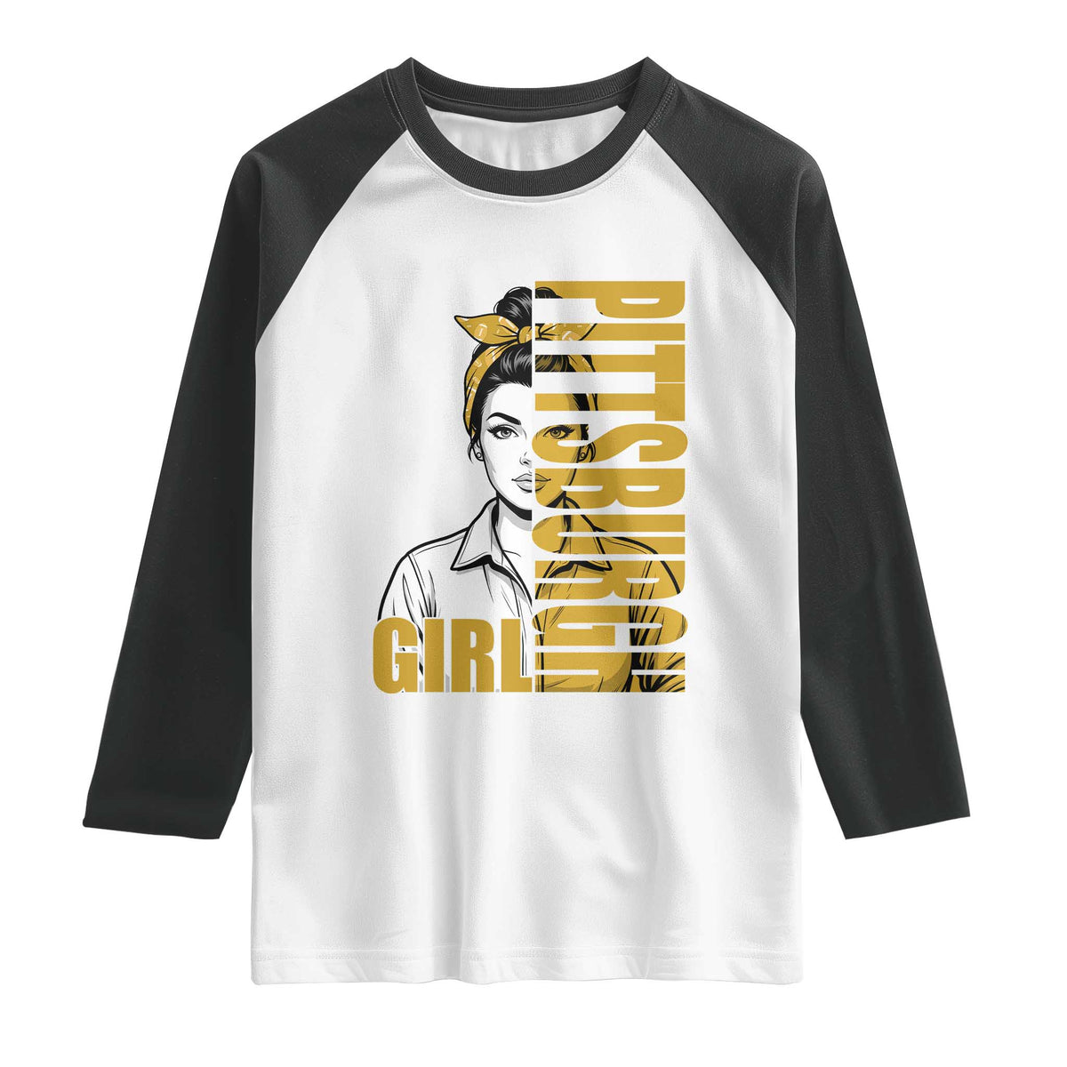 Strong Woman Football Game Day Raglan Shirt Black And Gold City Pride