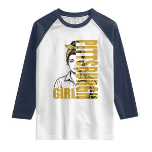 Strong Woman Football Game Day Raglan Shirt Black And Gold City Pride