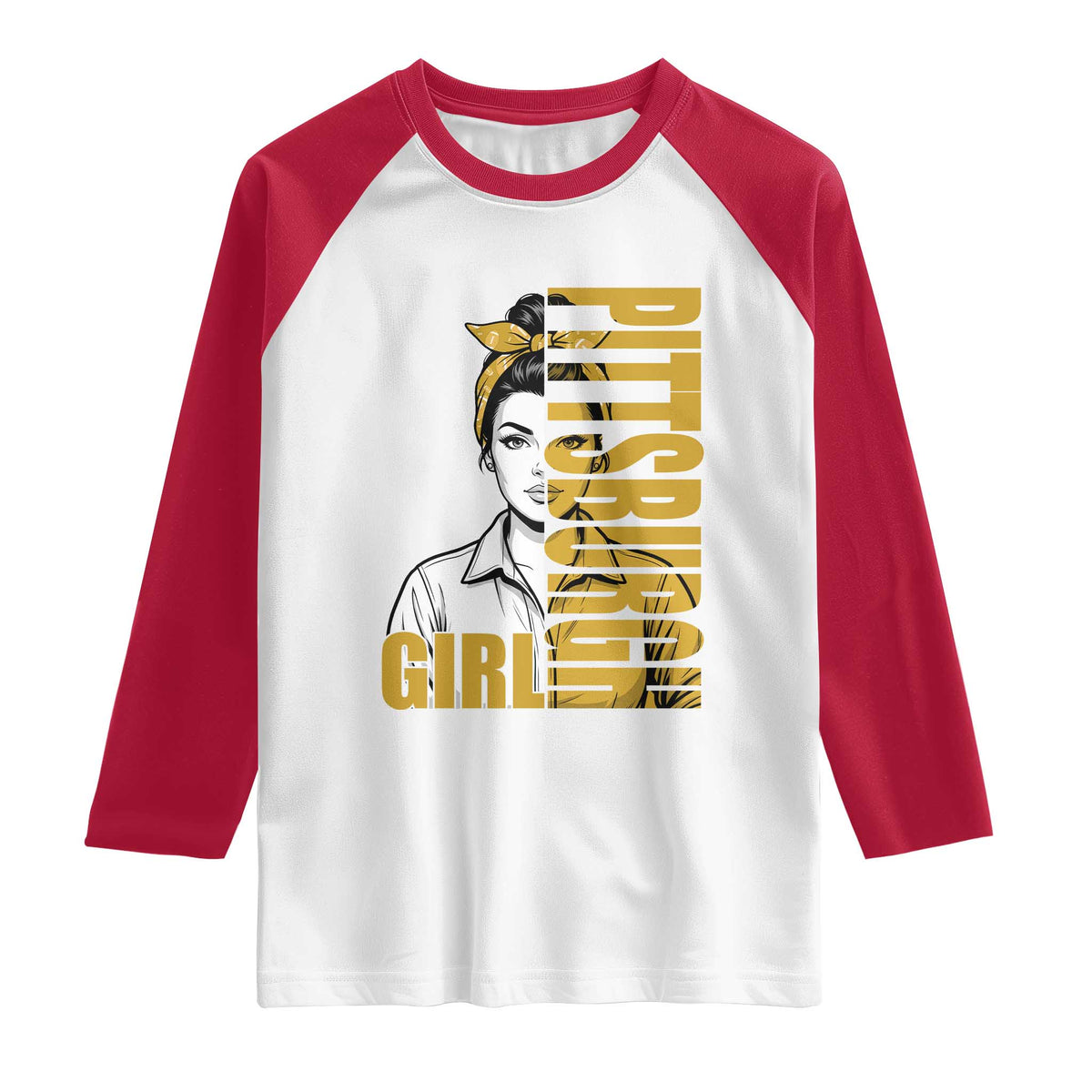 Strong Woman Football Game Day Raglan Shirt Black And Gold City Pride