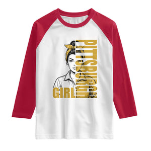 Strong Woman Football Game Day Raglan Shirt Black And Gold City Pride