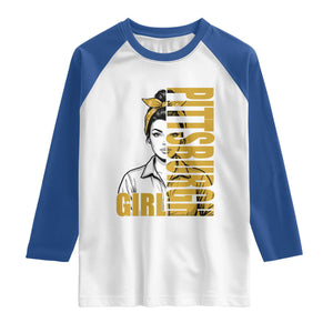 Strong Woman Football Game Day Raglan Shirt Black And Gold City Pride