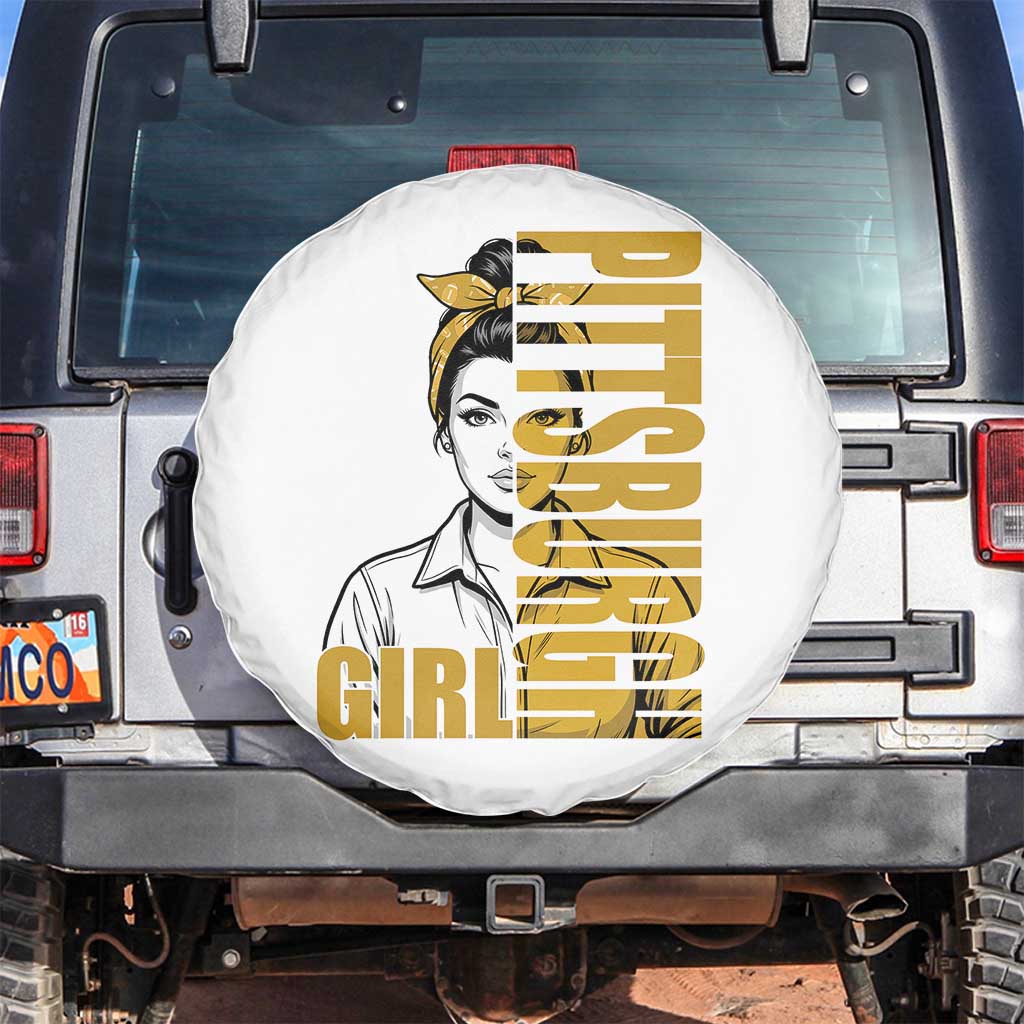 Strong Woman Football Game Day Spare Tire Cover Black And Gold City Pride