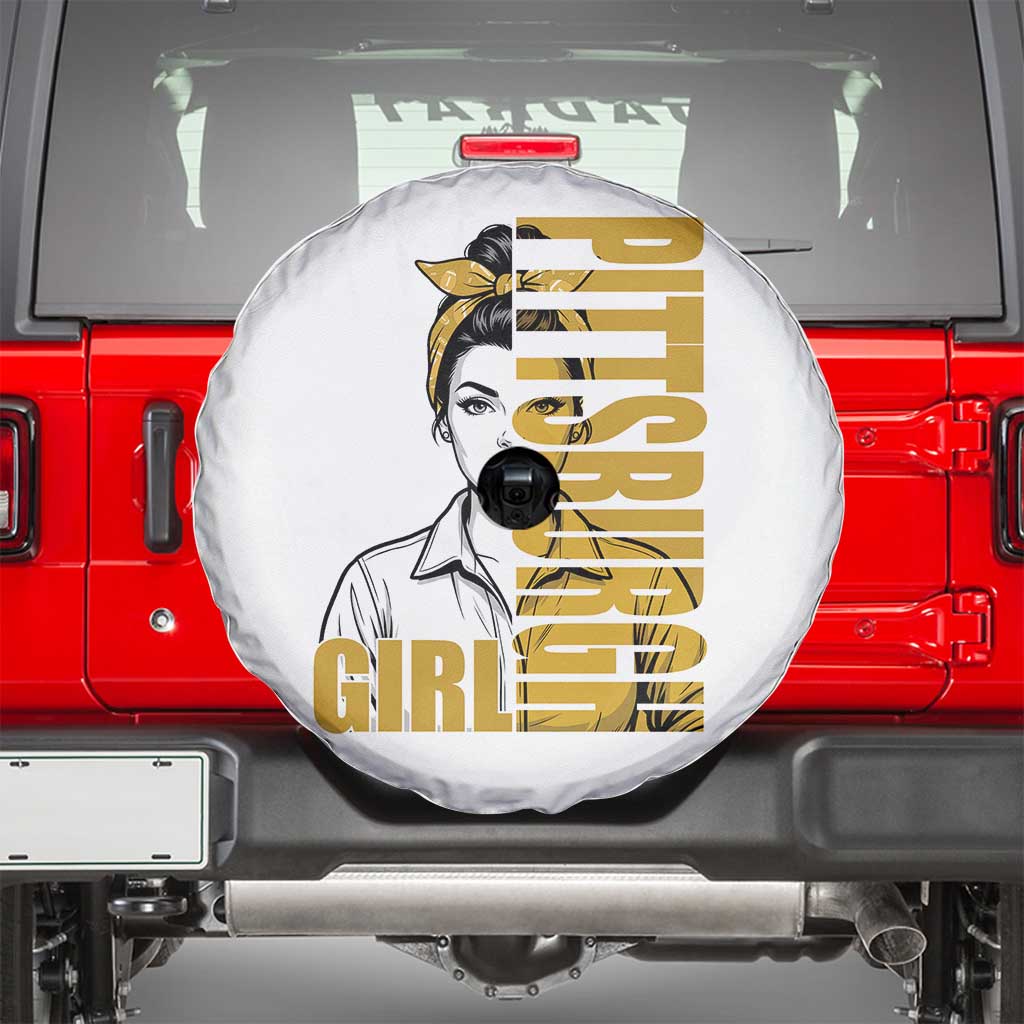 Strong Woman Football Game Day Spare Tire Cover Black And Gold City Pride
