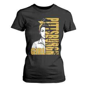 Strong Woman Football Game Day T Shirt For Women Black And Gold City Pride