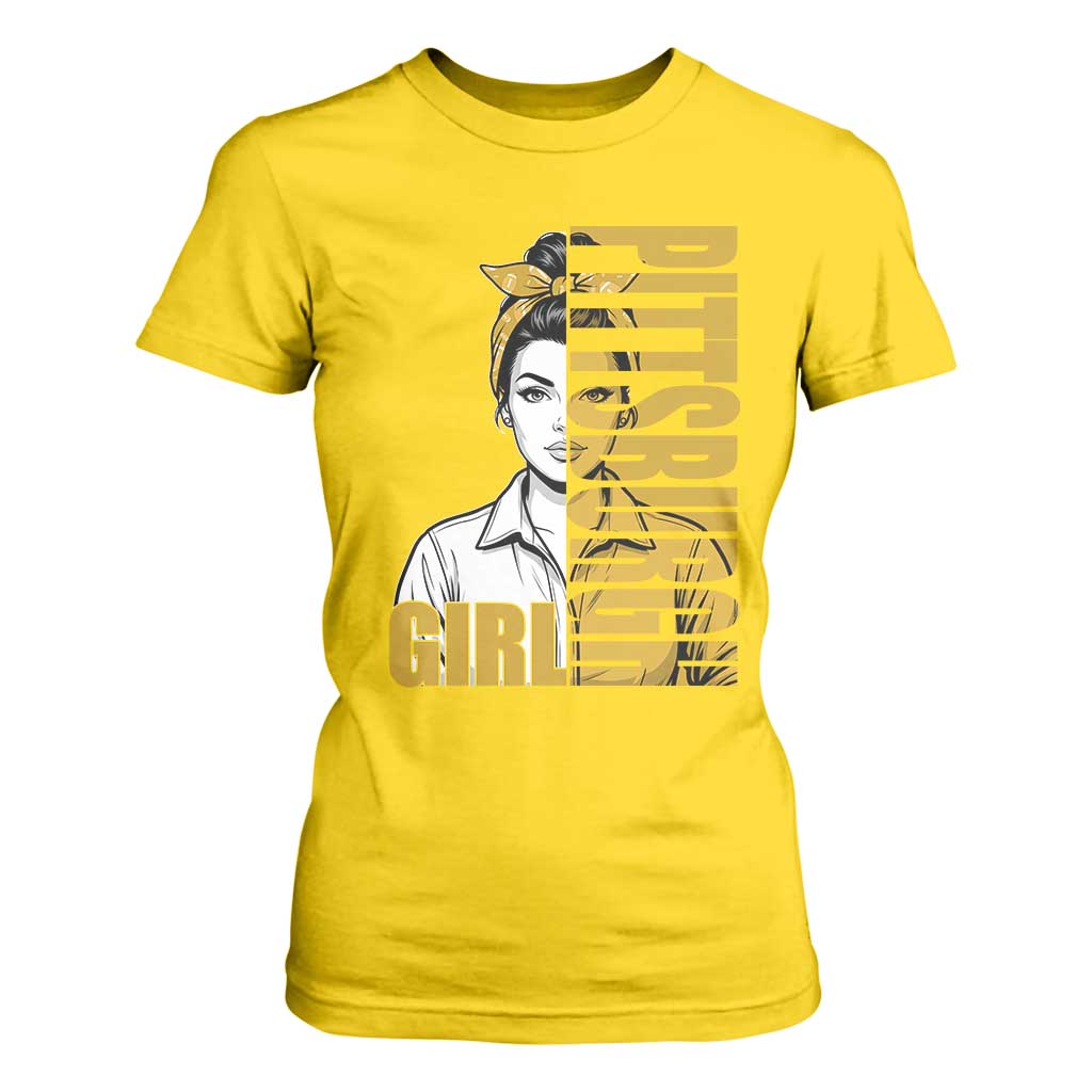 Strong Woman Football Game Day T Shirt For Women Black And Gold City Pride