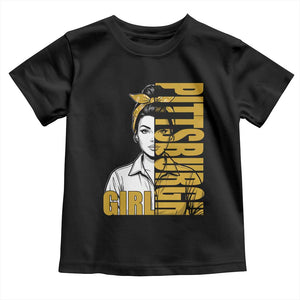 Strong Woman Football Game Day Toddler T Shirt Black And Gold City Pride