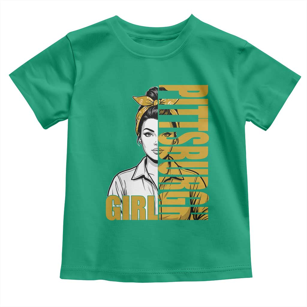Strong Woman Football Game Day Toddler T Shirt Black And Gold City Pride