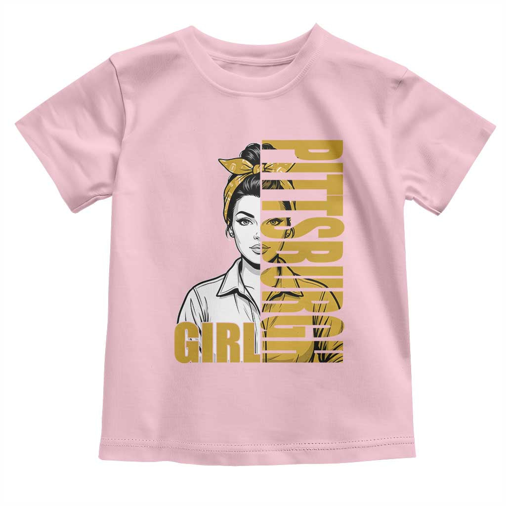 Strong Woman Football Game Day Toddler T Shirt Black And Gold City Pride