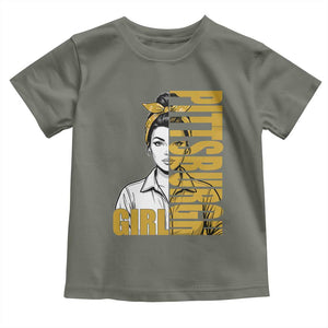 Strong Woman Football Game Day Toddler T Shirt Black And Gold City Pride