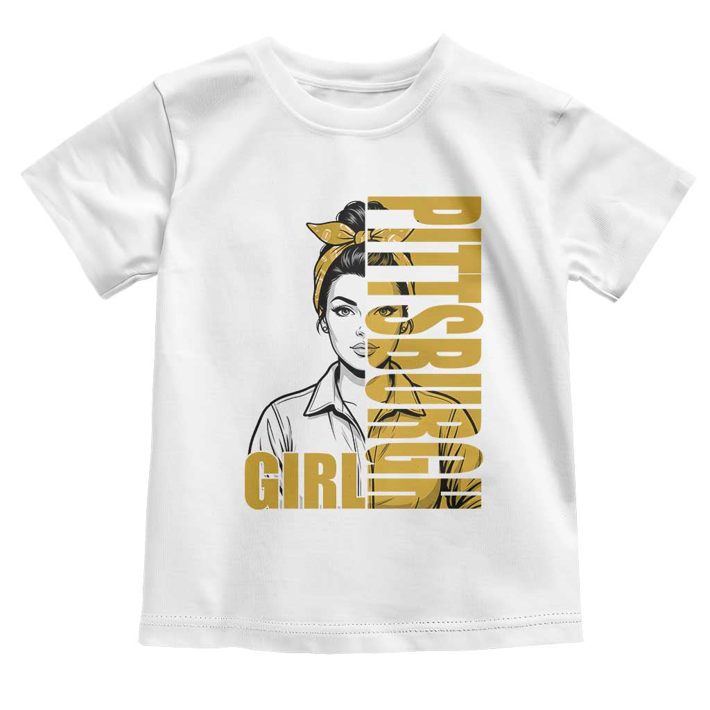 Strong Woman Football Game Day Toddler T Shirt Black And Gold City Pride