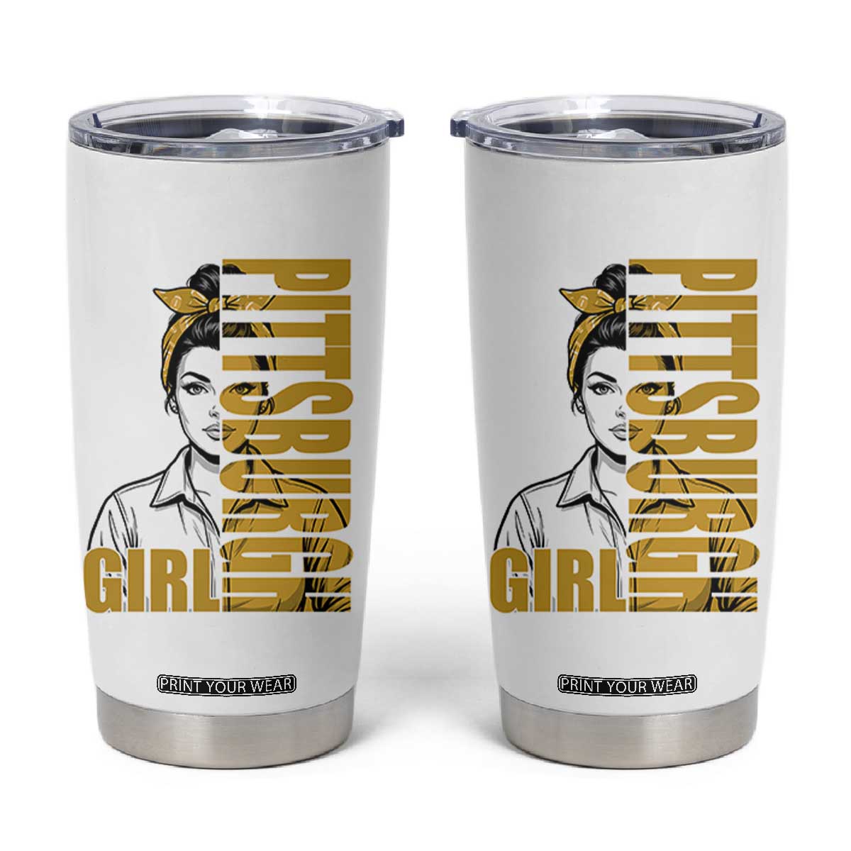 Strong Woman Football Game Day Tumbler Cup Black And Gold City Pride TS12 White Print Your Wear