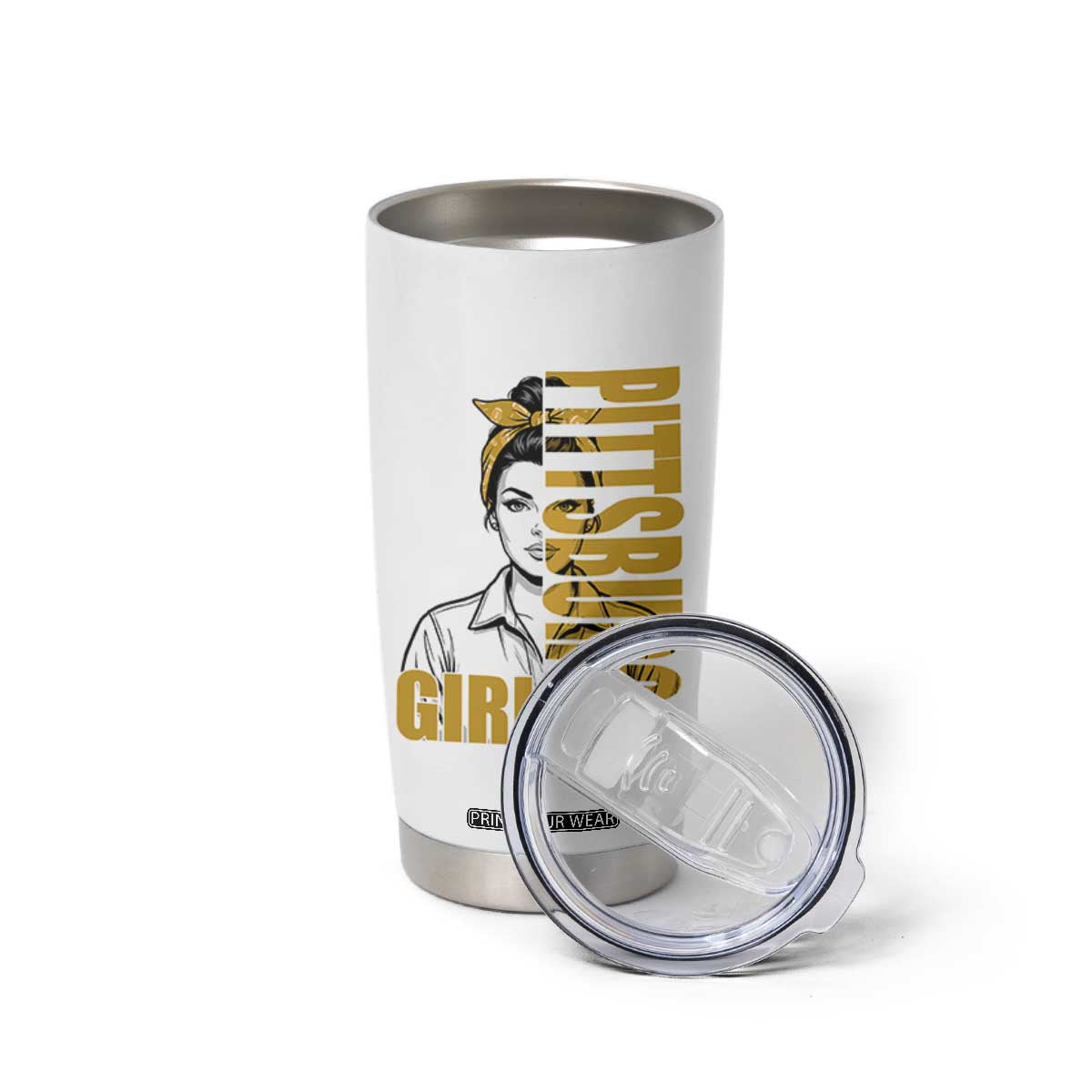 Strong Woman Football Game Day Tumbler Cup Black And Gold City Pride