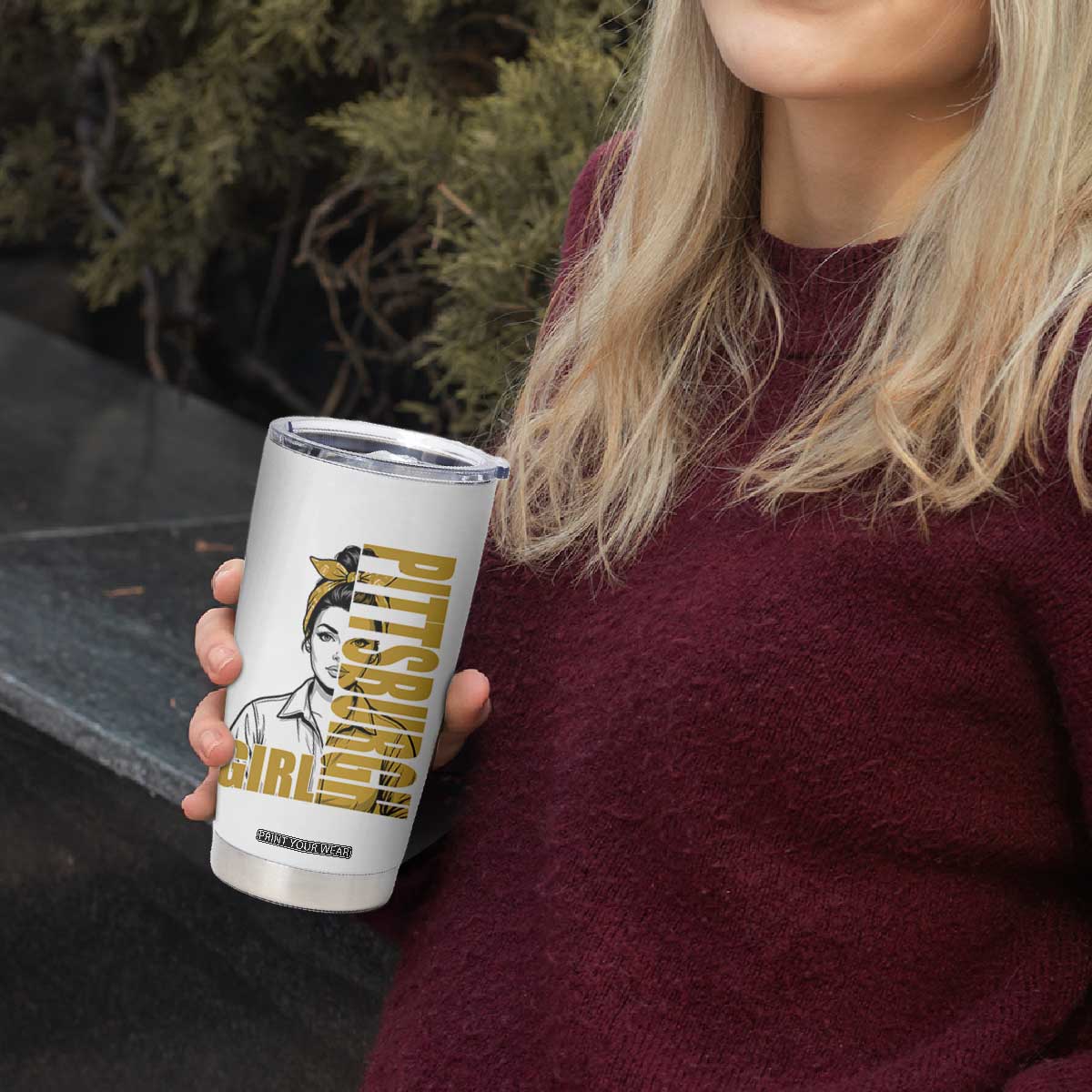 Strong Woman Football Game Day Tumbler Cup Black And Gold City Pride