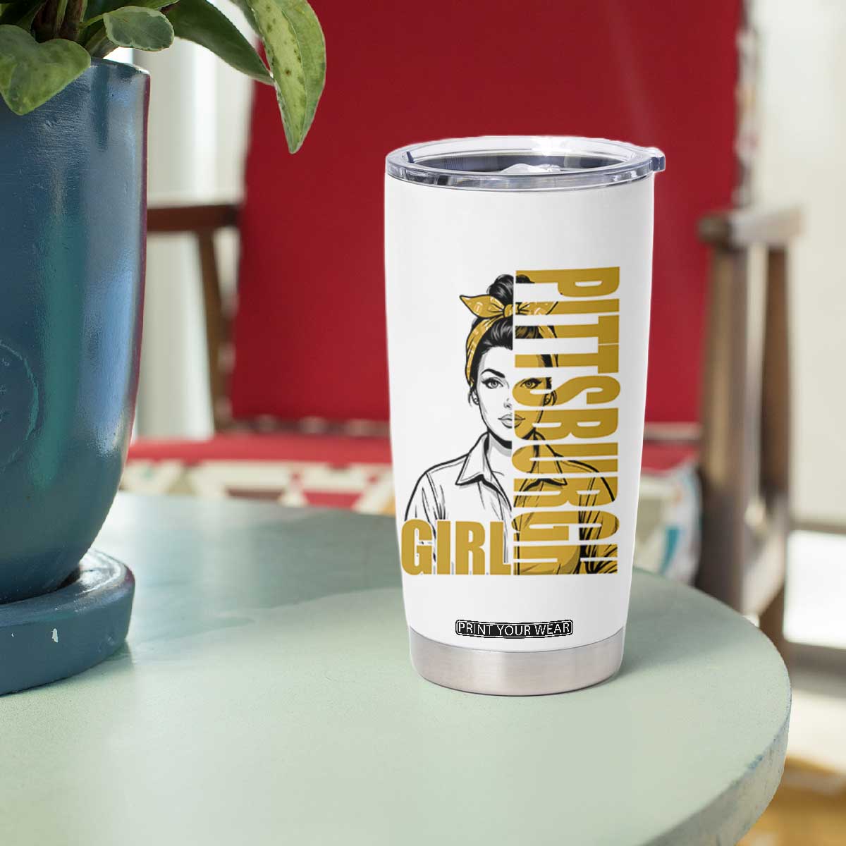 Strong Woman Football Game Day Tumbler Cup Black And Gold City Pride
