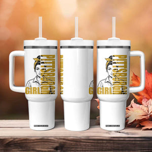 Strong Woman Football Game Day Tumbler With Handle Black And Gold City Pride