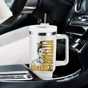 Strong Woman Football Game Day Tumbler With Handle Black And Gold City Pride