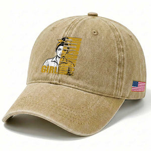 Strong Woman Football Game Day Washed Cotton Baseball Cap Black And Gold City Pride