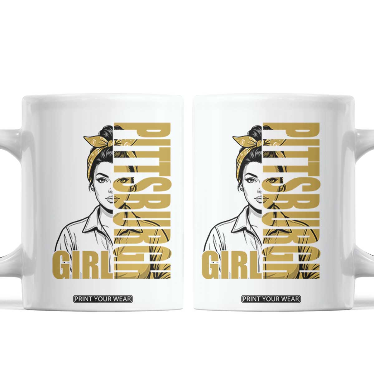 Strong Woman Football Game Day Coffee Mug Black And Gold City Pride