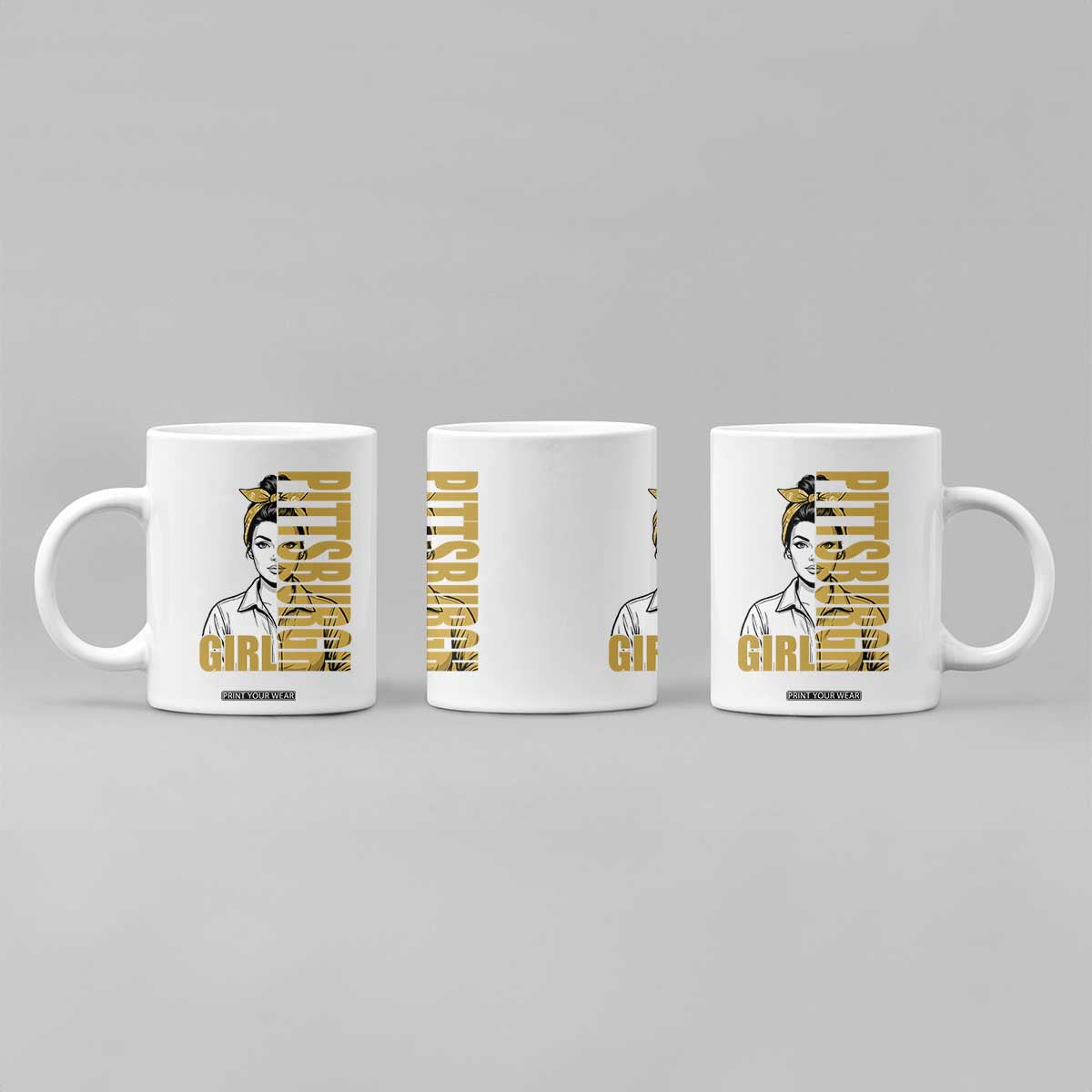 Strong Woman Football Game Day Coffee Mug Black And Gold City Pride
