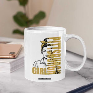 Strong Woman Football Game Day Coffee Mug Black And Gold City Pride