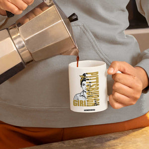 Strong Woman Football Game Day Coffee Mug Black And Gold City Pride
