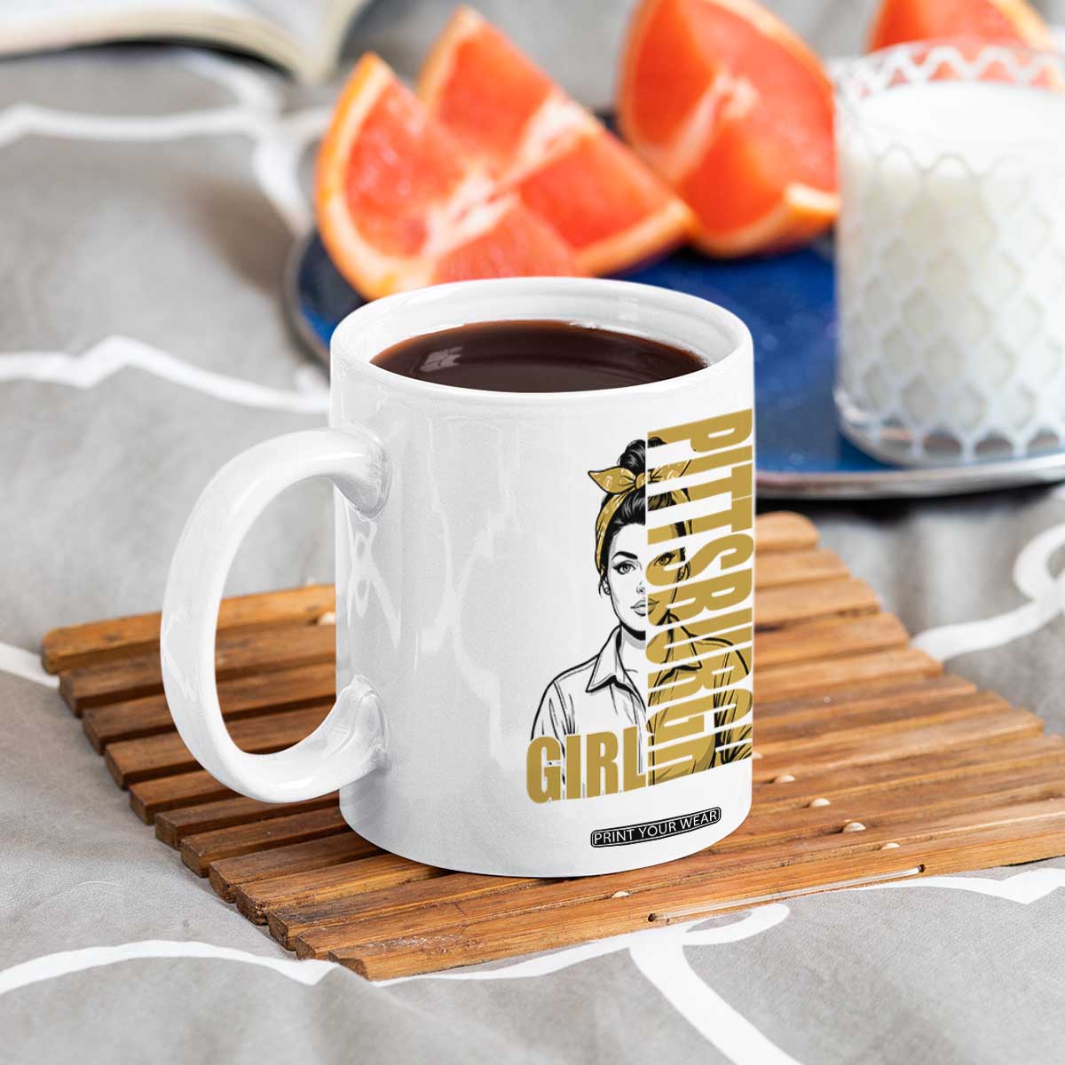 Strong Woman Football Game Day Coffee Mug Black And Gold City Pride