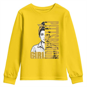 Strong Woman Football Game Day Youth Sweatshirt Black And Gold City Pride