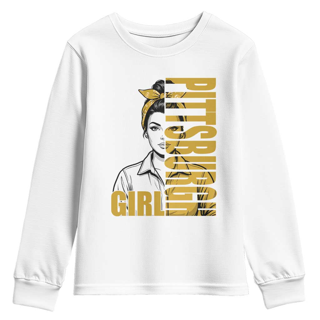 Strong Woman Football Game Day Youth Sweatshirt Black And Gold City Pride
