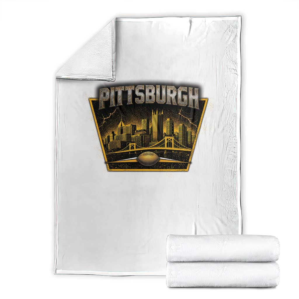 Pittsburgh Skyline Crest Graphic Throw Blanket Football Lover Gift