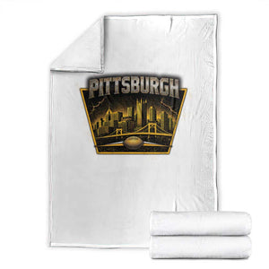 Pittsburgh Skyline Crest Graphic Throw Blanket Football Lover Gift