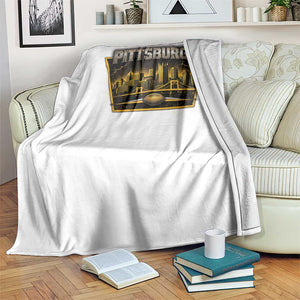 Pittsburgh Skyline Crest Graphic Throw Blanket Football Lover Gift