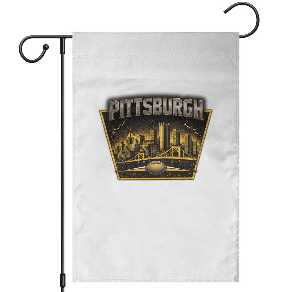Pittsburgh Skyline Crest Graphic Garden Flag Football Lover Gift
