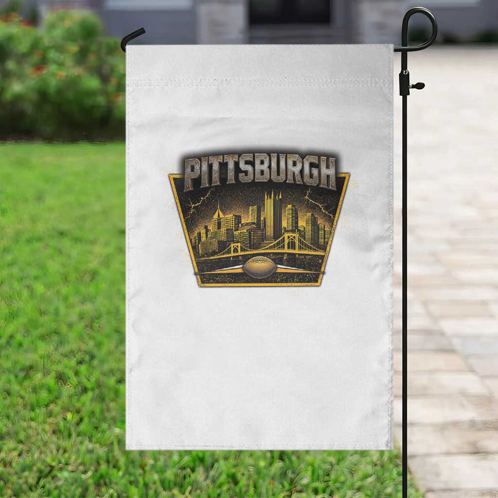Pittsburgh Skyline Crest Graphic Garden Flag Football Lover Gift