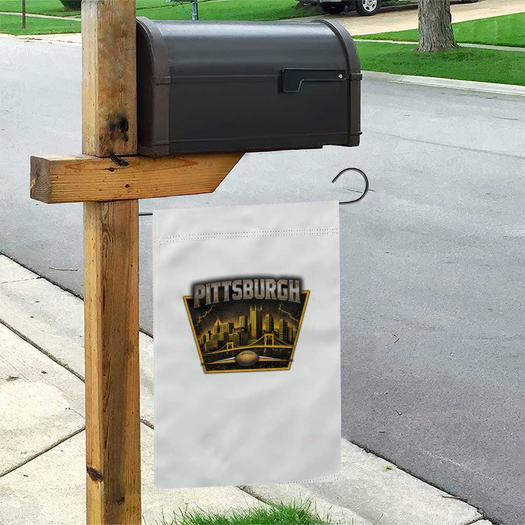 Pittsburgh Skyline Crest Graphic Garden Flag Football Lover Gift
