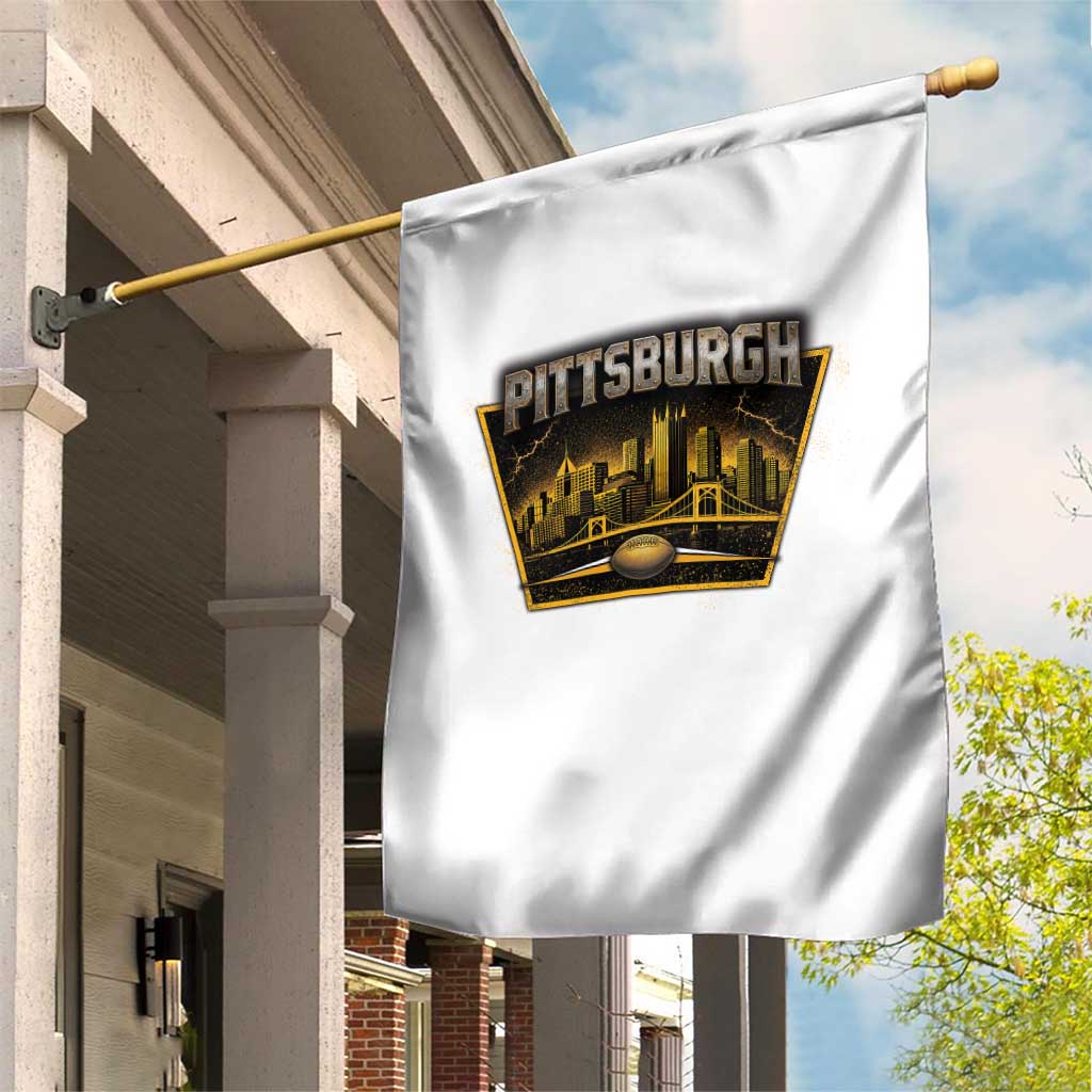 Pittsburgh Skyline Crest Graphic Garden Flag Football Lover Gift