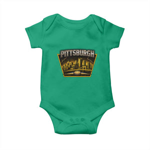 Pittsburgh Skyline Crest Graphic Baby Onesie Football Lover Gift
